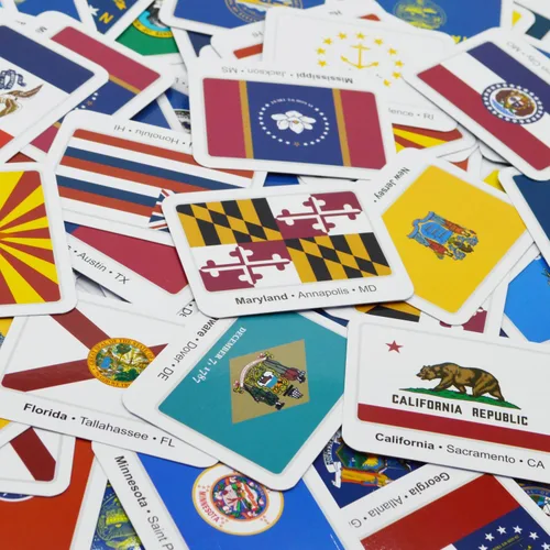 Miniatura 8 de Menique Juego de Memoria de Banderas de Estados de EE. UU. – 100 Tarjetas (50 Parejas) – Aprende Banderas de Estados, Capitales y Abreviaturas
