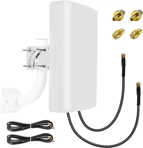 Maswell Antena MIMO direccional 4G 5G 2X2 para exteriores, alta ganancia 10dBi, potenciador de señal celular 700-3800MHz con rango de 6.2 mi, cables