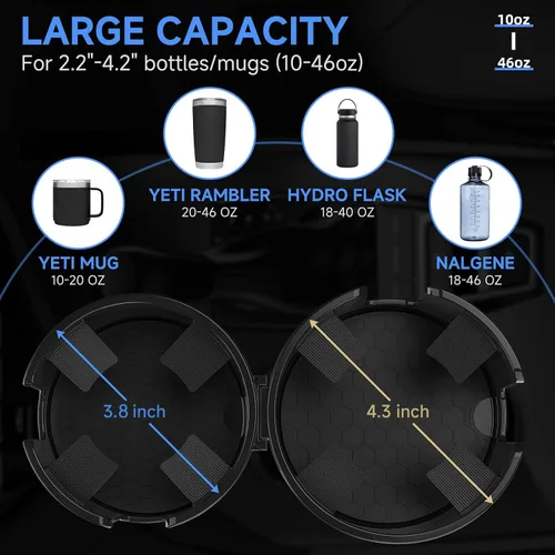 Miniatura 3 de DYLEN Expansor de portavasos para automóvil, extensor de adaptador de portavasos 2 en 1 para automóvil con inserto expandible, se adapta a Yeti