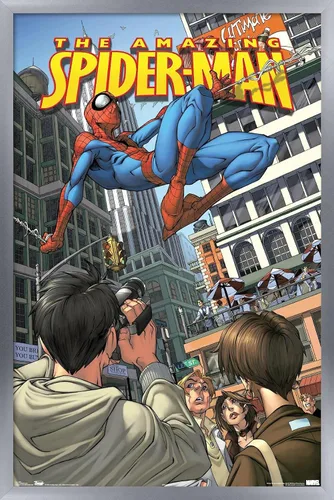 Miniatura 15 de Trends International Marvel Comics Spider-Man - Póster de pared definitivo, 14.725 x 22.375 pulgadas, versión enmarcada de madera de granero