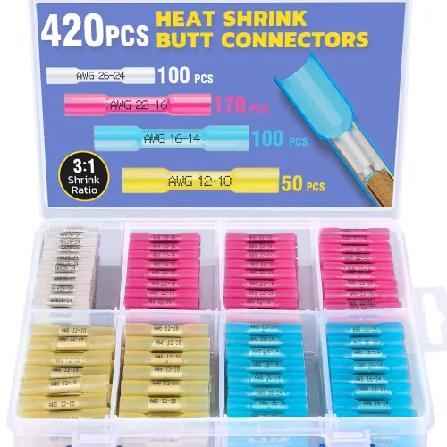 Miniatura 8 de 330 piezas haisstronica Conectores de tope termoencogibles impermeables grado marino, kit de conectores de cable eléctrico con aislamiento de cobre
