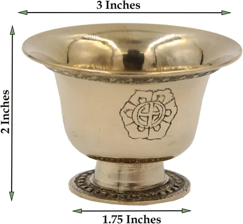 Miniatura 5 de DharmaObjects Ghee - Portavelas de latón tibetano, aceite de mantequilla, suministros budistas (mediano)