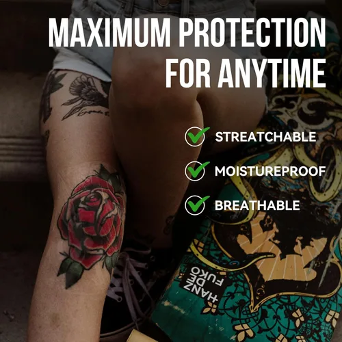 Miniatura 4 de Pamiou Second Skin Parche para Cubrir Tatuajes - 6 Pulgadas x 4 Yardas Vendaje Envolvente para Cuidado Posterior de Tatuajes, Transpirable