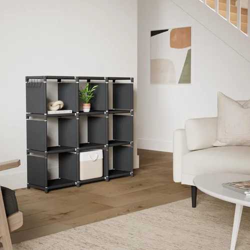 Miniatura 2 de Mavivegue Estante para Libros, Organizador de Almacenamiento de 9 Cubos, Estantería de Bricolaje, Estantería de Cubos de Metal, Estantería Alta