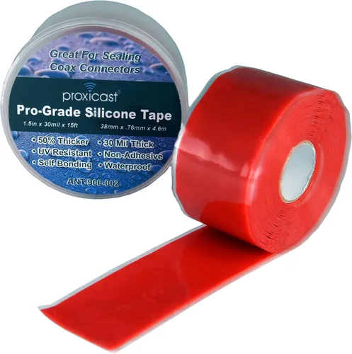 Miniatura 12 de Proxicast Cinta de sellado de goma de silicona autofundida extra fuerte de grado profesional de 30 mil resistente a la intemperie para antenas