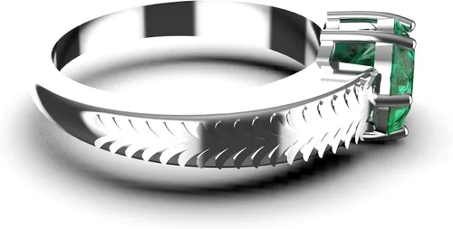 Miniatura 3 de Anillo de compromiso redondo de esmeralda natural, anillo solitario de esmeralda redonda anillo de esmeralda de oro de 14 quilates