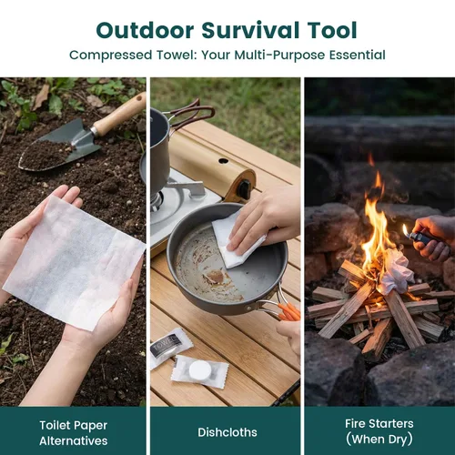 Miniatura 6 de MCPINKY 580 toallas comprimidas de algodón, toallas faciales desechables a granel para la cara, paños portátiles para viajes al aire libre, camping
