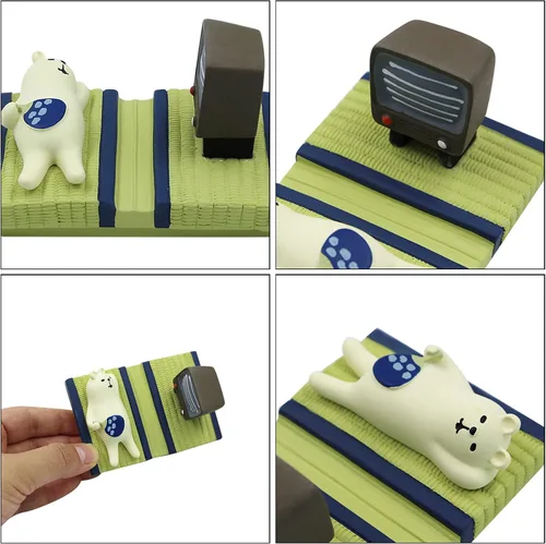 Miniatura 4 de Suillty Soporte de teléfono celular de escritorio de gato lindo de resina para iPhone Xs/Max/XR/X/8/6 Plus (oso)