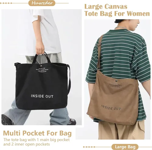 Miniatura 2 de Bolso de mano de lona grande para mujer, bolso de trabajo casual para hombro, bolso cruzado con asa superior, bolsos cruzados