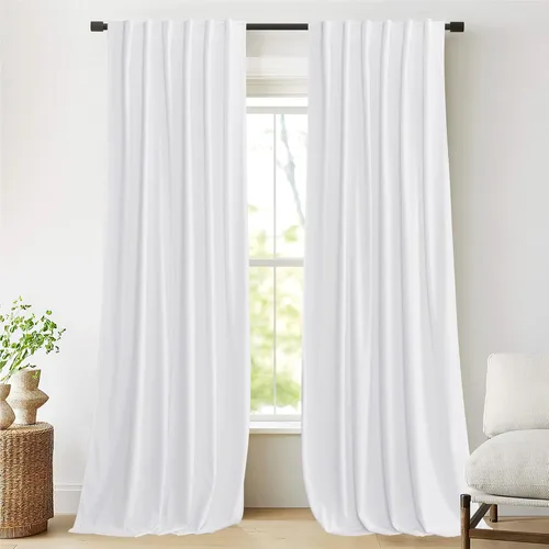 Miniatura 2 de NICETOWN Cortinas blancas extralargas de 144 pulgadas para telón de fondo, cortinas de terciopelo con aislamiento térmico y reducción de ruido