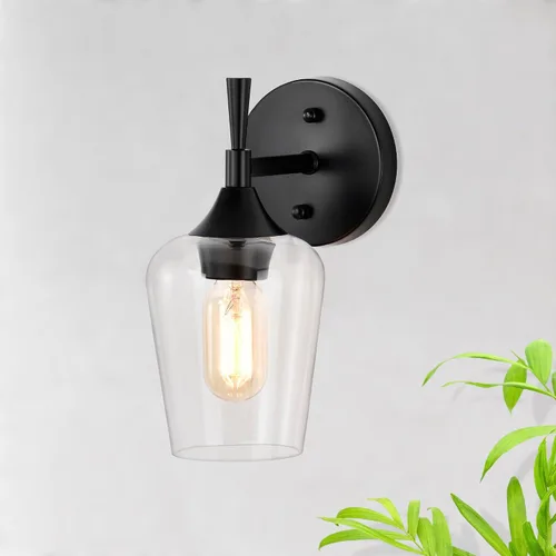 Miniatura 11 de Edvivi Lámpara de tocador de baño de 4 luces, níquel cepillado moderno con pantalla de vidrio transparente, lámpara de pared para espejos, cepillado