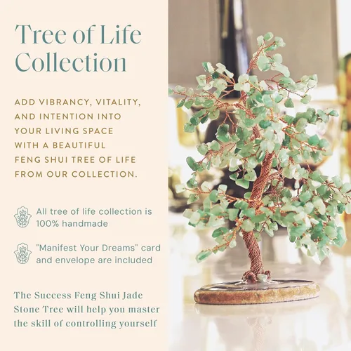 Miniatura 4 de KARMA AND LUCK, Luck & Success, Árbol de la Vida de Cristal de Jade Real Feng Shui para Decoración del Hogar, Envuelto en Alambre de Cobre sobre