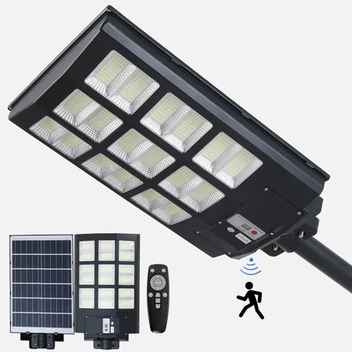 Farolas solares para exteriores, IP67, impermeable, para pared, luz de inundación LED con sensor de movimiento y control remoto, iluminación de