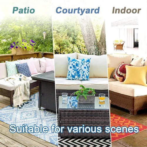 Miniatura 8 de 14 fundas de cojín de patio para juegos de asientos seccionales de muebles de exterior de 7 piezas, resistentes al agua, más 2 almohadas decorativas