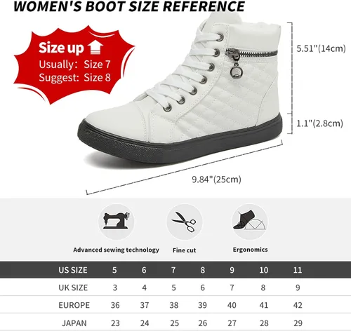 Miniatura 6 de hash bubbie Women's High top Sneakers Lace up PU Leather Fashion Shoes Black Boots Fuzzy Ankle Booties with Zipper
