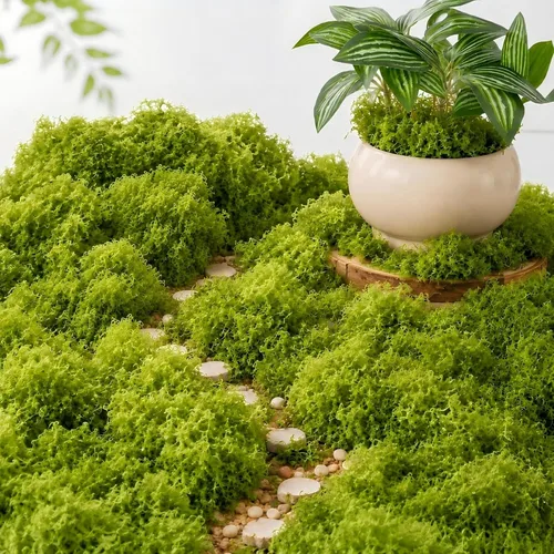 Musgo verde falso de 3.53 onzas – Musgo artificial de MAQIHAN para plantas de interior, césped sintético para macetas, decoración de césped falso