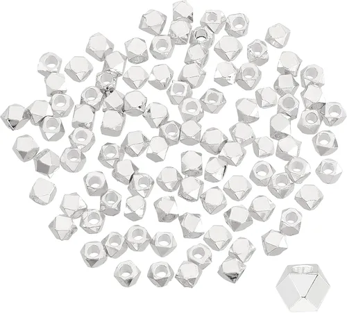 Miniatura 9 de PH PandaHall 100 cuentas espaciadoras de cubo, cuentas de metal de cubo sin esquinas de latón dorado de 0.098 pulgadas (0.098 in), mini cuentas