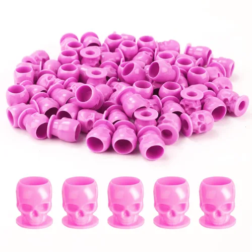 Tapas de Tinta para Tatuajes 200 PCS Vasos Desechables de Plástico para Tinta para Tatuajes Maquillaje Cejas Delineador de Ojos Labios Portavasos de