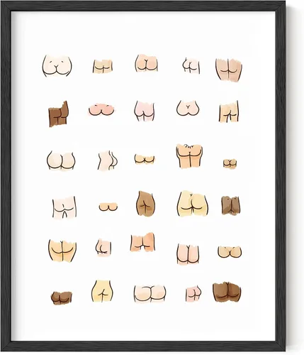Miniatura 79 de HAUS AND HUES Funny Butts Collage - Póster artístico para decoración de baño, 12 x 16 pulgadas, sin marco