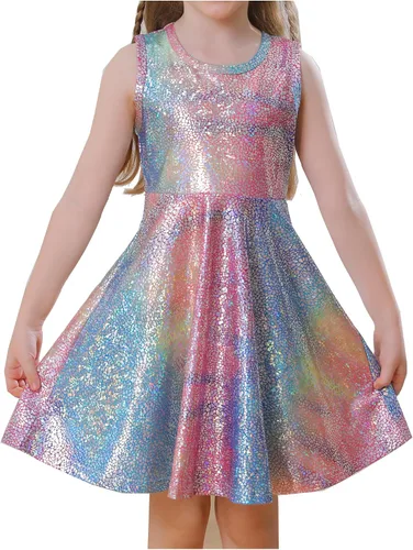 Vestido brillante de arcoíris para niñas pequeñas, vestido de cumpleaños obsesionado con unicornio, regalo para niñas, vestido especial de princesa