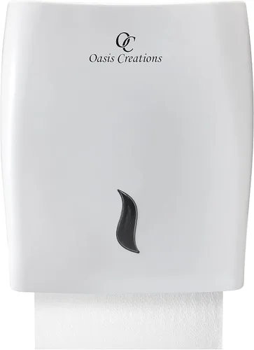 Miniatura 8 de Oasis Creations - Dispensador de toallas de papel sin contacto para montaje en pared, capacidad para 500 toallas de papel multipliegues, color negro