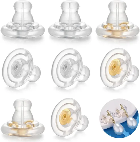 Miniatura 11 de Moconar - Parte trasera de aretes de silicona de oro de 18 quilates para tachuelas/orejas caídas, aretes pesados, no irritan, hipoalergénicos