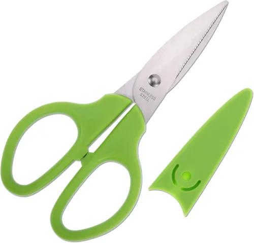 Tijeras multiusos verdes, tijeras rectas y resistentes de 6 pulgadas para oficina, escuela, estudiante, hogar, uso general, tela de costura,