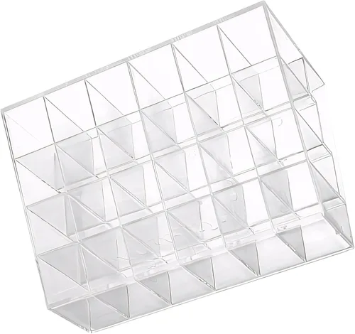 Organizador de lápiz labial transparente para tocador, caja de almacenamiento de maquillaje, soporte para cosméticos para escritorio, diseño ligero