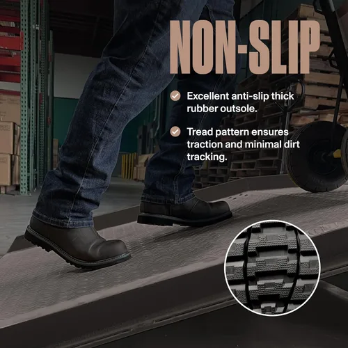 Miniatura 5 de EVER BOOTS Botas impermeables con punta de acero para hombre, con cierre de deslizamiento y de tira para hombre, color marrón oscuro