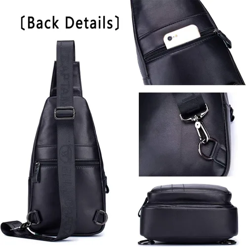 Miniatura 12 de Bolsos cruzados para hombre, bolso bandolera de cuero, mochilas casuales para el pecho, bolsa de hombro, mochilas de senderismo de viaje