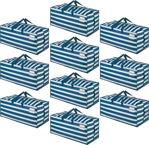 Miniatura 20 de VENO Paquete de 2 bolsas de mudanza, correas de mochila, mudanza, cajas de almacenamiento universitario, con tapas, resistentes, extragrandes, asas
