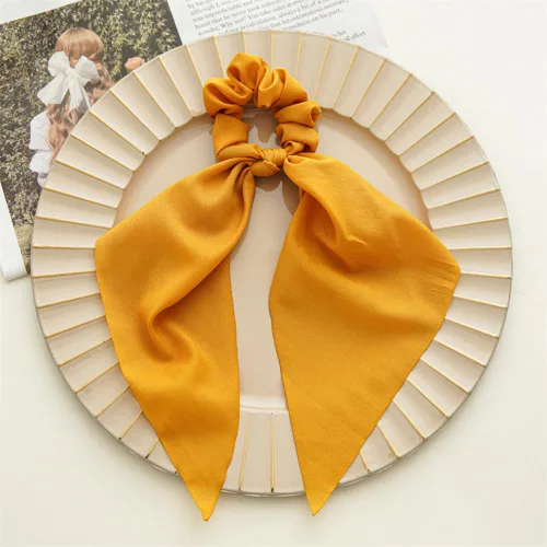 Miniatura 3 de Coleteros de gasa beige y negro con lazos, cintas para el pelo y soportes para cola de caballo para mujeres y niñas (a cuadros, flores, 4 unidades)