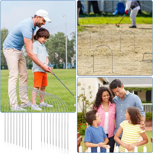 Miniatura 5 de Deekin Juego de 9 wickets de croquet de repuesto para croquet de metal con revestimiento galvanizado y plástico para patio trasero familiar juego al