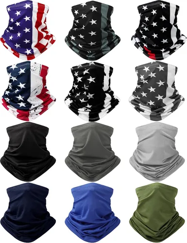 Cuffbow Paquete de 12 polainas para el cuello, pasamontañas para hombres y mujeres, polaina refrescante para el cuello, bufanda de protección UV de