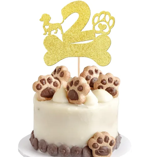Miniatura 11 de 1 pieza de decoración para pastel de tercer cumpleaños con purpurina negra con pata de perro de tres años de edad, cachorro de perro, hueso de hueso