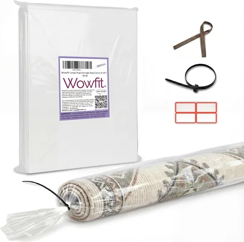 Wowfit Bolsa de almacenamiento grande de plástico para alfombras con cierre de cremallera, resistente para alfombras de hasta 6 x 9 pies, perfecta