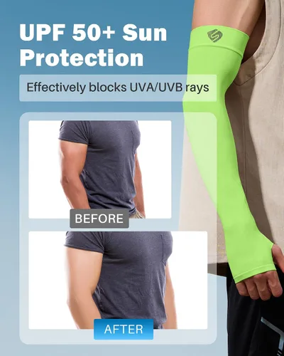 Miniatura 13 de Mangas para brazo, para hombres o mujeres. Para calentar o refrescar. Guantes de Compresión con factor de protección de los rayos ultravioleta UPF
