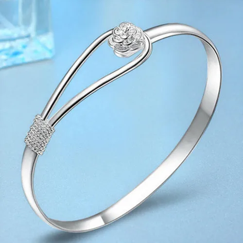 Miniatura 6 de Pulseras de plata de ley 925, pulseras de moda vintage para parejas, diseño ondulado, pulseras de fiesta