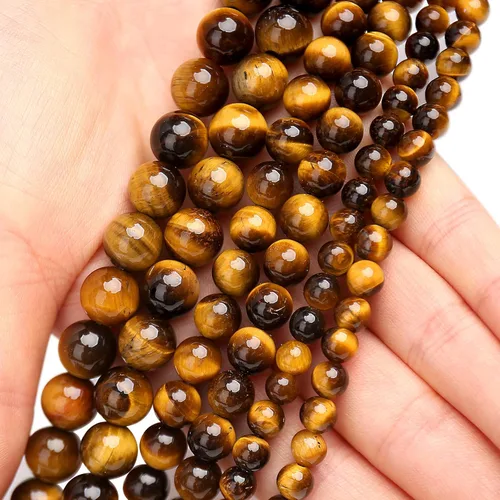 Miniatura 4 de Cuentas Naturales Clásicas de Ojo de Tigre, Cuentas Redondas de Piedra Preciosa de Grado AAA en Lote Suelto de 8MM 100PCS, Opciones a Granel, Clásico
