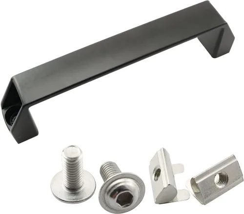 Miniatura 8 de Paquete de 2 manijas de aleación de aluminio negro rectangular industrial para accesorios de perfil de extrusión de aluminio serie 20, 3.543 in