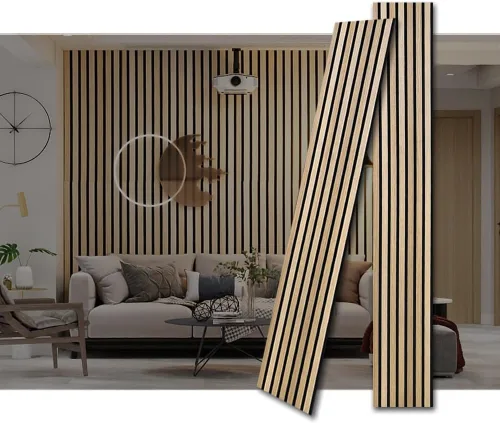 Paneles de pared de listones acústicos 3D | Paneles decorativos insonorizados | Paneles de pared de listones de madera acústicos | Paneles de pared