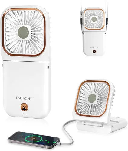 Mini ventilador personal de mano Breeze Quiet Power Neck Fan recargable, al aire libre, senderismo, camping, blanco 2-Blanco