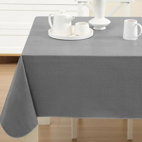 Miniatura 20 de Newbridge Basketweave - Mantel con parte trasera de franela de vinilo de color sólido, aspecto texturizado de tejido de cesta, mantel impermeable