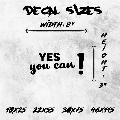 Miniatura 6 de Calcomanía de espejo "Yes You Can Sign with Exclamation Mark - Yes You Can Words of Inspiration Decor - Diferentes fuentes Yes You Can Sign