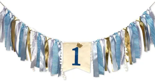 Miniatura 7 de Decoración de cumpleaños de bebé para primer cumpleaños, para silla de bebé, Día de la Independencia, decoraciones patrióticas, pancarta de Azul