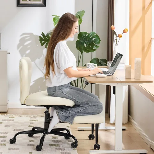 Miniatura 2 de YFO Silla ergonómica de oficina con patas cruzadas y silla de meditación para TDAH con ruedas silenciosas para silla de escritorio de oficina