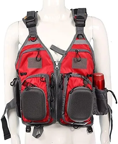 Miniatura 10 de JKSPORTS Chaleco de pesca con mosca, chaleco salvavidas de seguridad para natación, vela, barco, kayak, flotante, multifuncional, transpirable, Gris