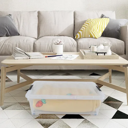Miniatura 5 de Cajas de almacenamiento de plástico de 25 cuartos de galón debajo de la cama, contenedor de almacenamiento con ruedas, paquete de 3, transparente