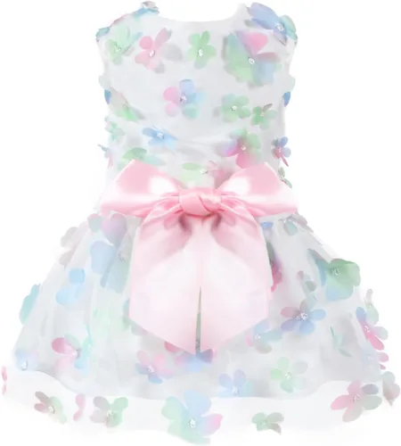 Miniatura 11 de Laifug Vestido de perro con estampado de cachorro, vestido de princesa para perro, ropa de fiesta linda (rosa, M)