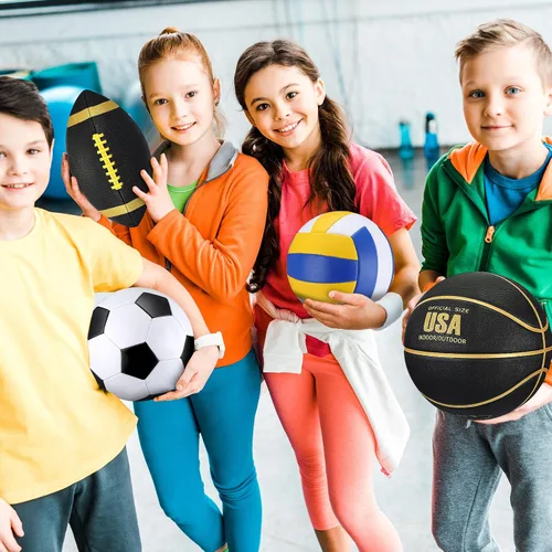 Miniatura 6 de HyDren Juego de 4 pelotas deportivas de tamaño oficial para baloncesto, balón de fútbol, voleibol, con bolsa de transporte y inflador, regalo